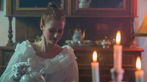 Having tea and the candles Stock Footage 49424284
