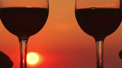 Having a toast at the sunset: love, having fun, summer, drinking Stock Footage 41783831