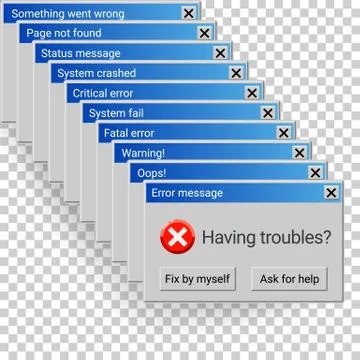 Having troubles with critical error system messages Illustrazione stock