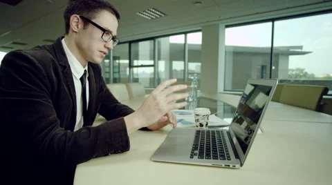 Having video chat on laptop Stock Footage 67373740