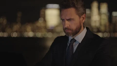 Having virtual meeting. Freelancer developer typing program code outdoor Stock Footage 296006353