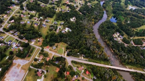 Haw River With Development Encroaching Stock Footage 140401884