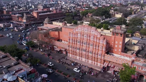 Hawa Mahal Detailed Facade Pattern Symmetry Windows Architectural Design Jaipur  Video stock 332018007