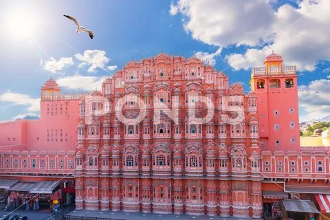 Hawa Mahal Palace in India, Pink City of Jaipur Stock Photos