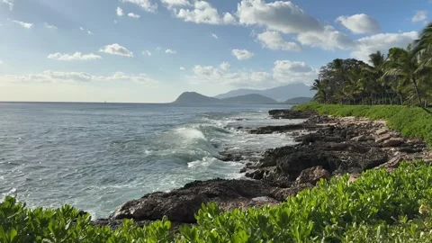 Hawaii Coastline Pan Stock Footage 293110093