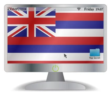 Hawaii Computer Screen With On Button Stock Illustration