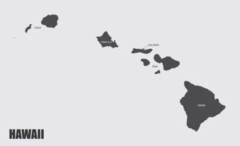 Hawaii counties map Stock Illustration