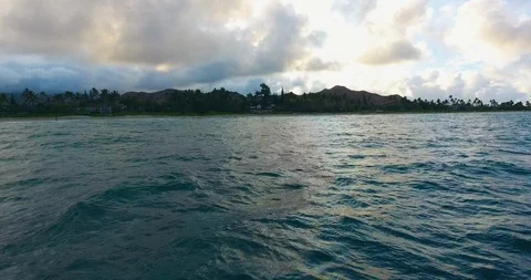 Hawaii drone beach waves and mountains Stock Footage 85865229