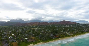 Hawaii drone beach waves and mountains Stock Footage 85866464