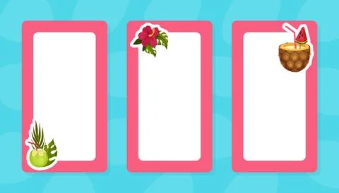 Hawaii Empty Card Design with Flower and Cocktail Vector Template Illustration