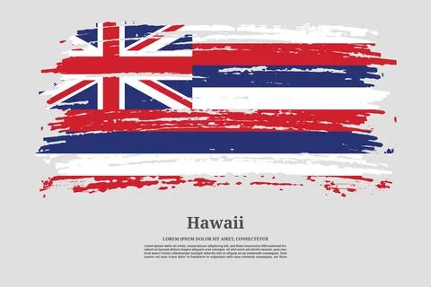 Hawaii flag with brush stroke effect and information text poster, vector Illustrazione stock