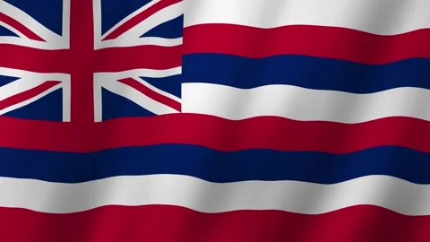 The Hawaii Flag Swaying Gracefully in the Wind Stock Footage 277683958