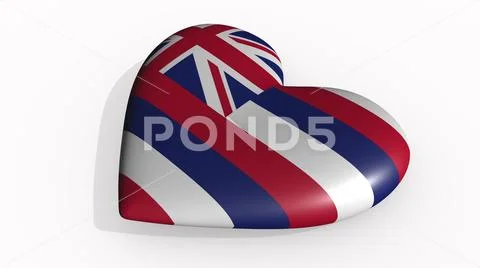 Hawaii heart beats and casts shadow, 3d rendering Stock Illustration