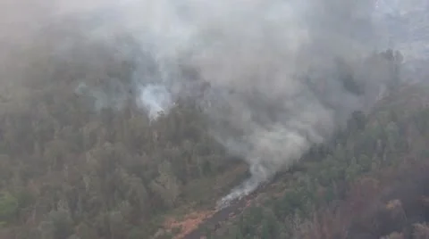 Hawaii Helecopter Lava Fires Stock Footage 10879084