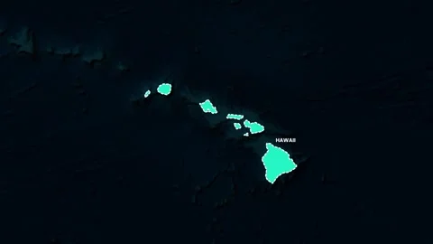 Hawaii Highlight USA Map Animation Border Zoom 4K Video Stock Footage 333296274