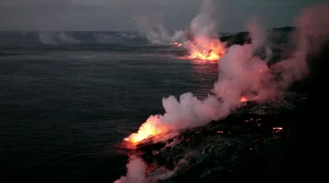 Hawaii lava flow, Kilauea ocean entry Stock Footage