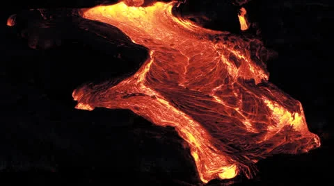 Hawaii Lava Flows at night 2 Stock Footage 22865610