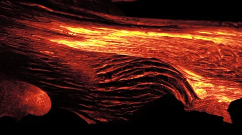 Hawaii Lava Flows at night 6 Stock Footage 32167510