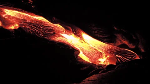 Hawaii Lava Flows at night Stock Footage 22865621