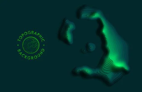 Hawaii map abstract green gradient relief map. 3d topographic map art vector Illustrazione stock