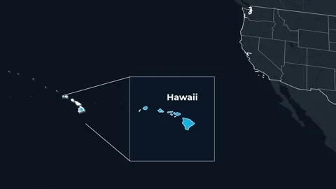 Hawaii Map Animation Locator Zoom 4K Motion Graphic Stock Footage 343971695