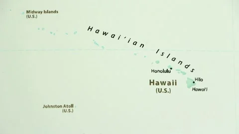 Hawaii on a Map (with Defocus) Stock Footage 89715563