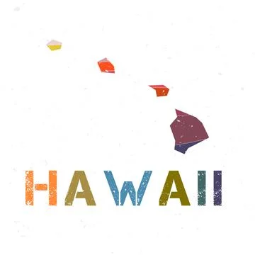 Hawaii map design. Shape of the us state with beautiful geometric waves and.. Stock Illustration