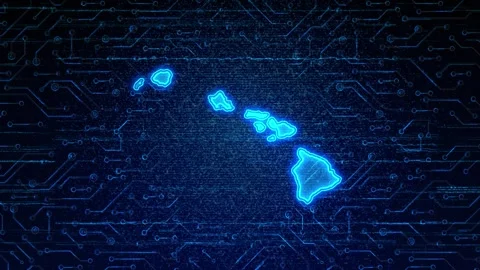 Hawaii Map Digital Technology Opener Stock-Footage 335475617