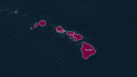 Hawaii Map with flag animation, geography of Map Hawaii Stock Footage 309413024