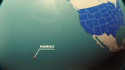 Hawaii Map Highlight USA 3D Political Globe Animation Stock Footage 313462352