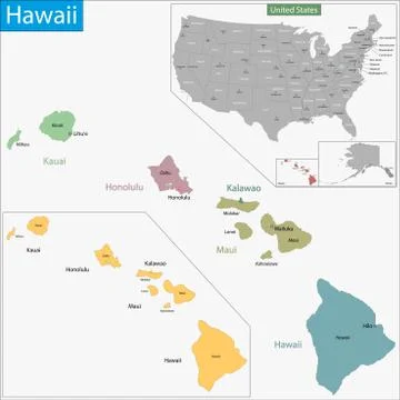 Hawaii map Stock Illustration