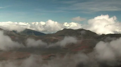 Hawaii Maui volcano with clouds Stock Footage 298916