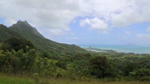 Hawaii Mountain Ocean View Stock Footage 66732547