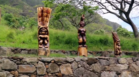 Hawaii Mountain Statues Stock Footage 66732381