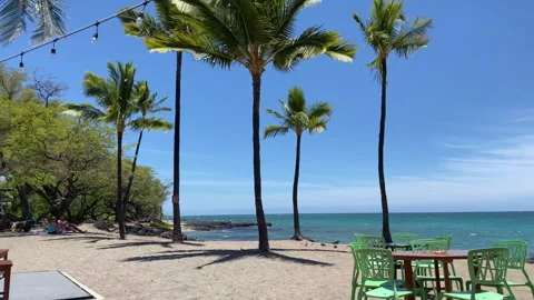 Hawaii ocean view beach dining Stock Footage 245395552