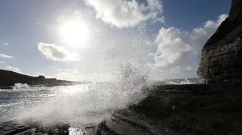 Hawaii ocean wave splashes camera Stock Footage 40667548