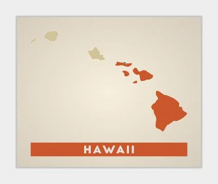 Hawaii poster. Map of the us state with colorful regions. Shape of Hawaii w.. Stock Illustration