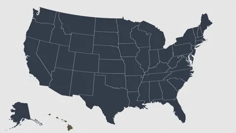 Hawaii Pulsing on US Election Map State Animation Seamless Loop Alpha Channel 4K 스톡 동영상 341308990