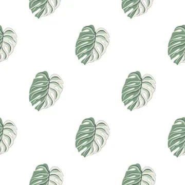 Hawaii seamless pattern with monstera leaf simple style silhouettes. Isolated Stock Illustration