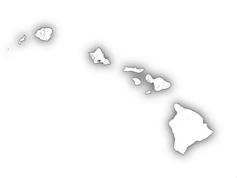 Hawaii shape with state borders, white map Illustrazione stock