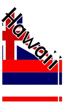 Hawaii State Angled Shadow Text  With State Flag Stock Illustration