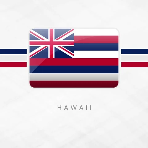 Hawaii State Flag Button 3D Icon Union Jack and Eight Red White Blue Stripes Stock Footage 332063290