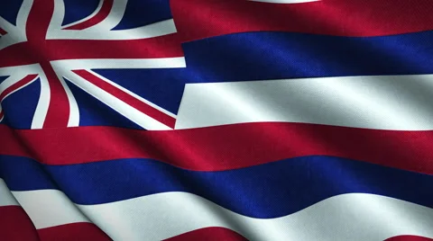 Hawaii State Flag Flying in the Wind Looping 3D Animation Video stock 66460732