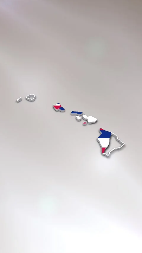 Hawaii State Flag on Map Stock Footage 278265161