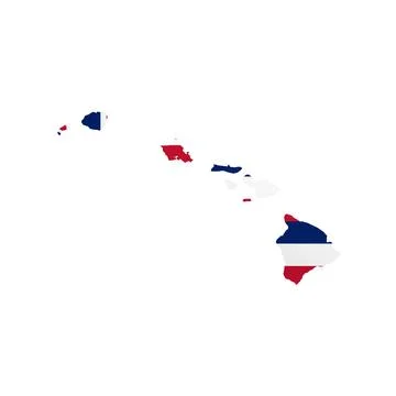 Hawaii State Flag Map Stock Illustration