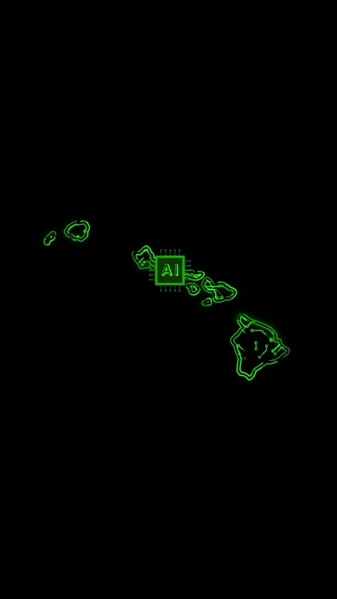 Hawaii State Map AI Chipset Technology Opener Stock Footage 337184071