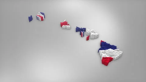 Hawaii State Map with Flag Intro Background Stock Footage 315165615