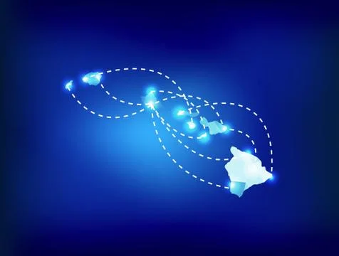 Hawaii state map polygonal with spot lights places Stock Illustration