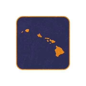 Hawaii state map square with grunge texture. Vector illustration. Stock Illustration