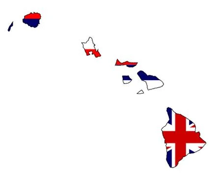 Hawaii State Outline Map and Flag Stock Illustration